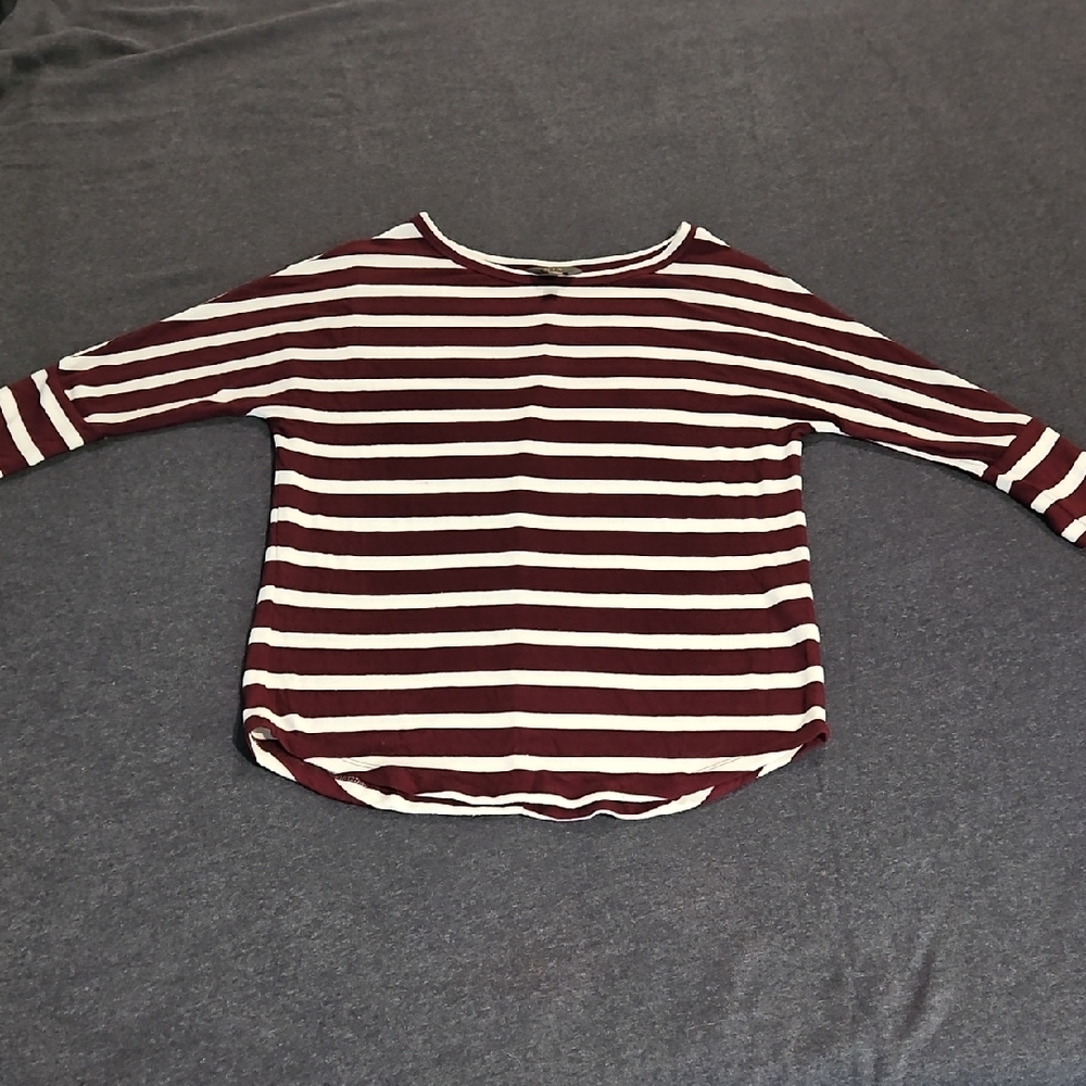 Striped Womens Shirt - Maroon and White